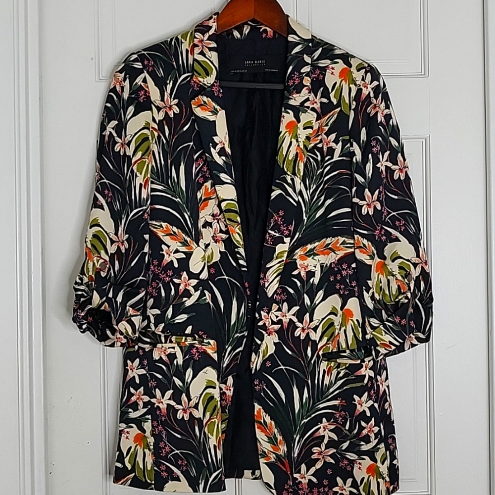 Zara Floral Silk Effect Blazer
